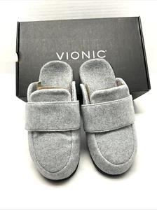 Vionic Gemma II Womens Slipper Mule Clog Light Grey Flannel Size 5 New in Box - Picture 1 of 8