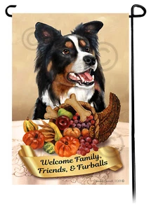 Thanksgiving Garden Flag - Tri Collie 045B - Picture 1 of 1
