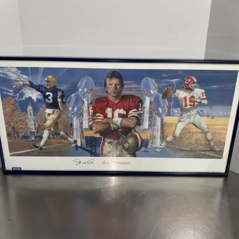 JOE MONTANA "THE LEGEND" Autographed Framed Lithograph By MERVE CORNING Cover