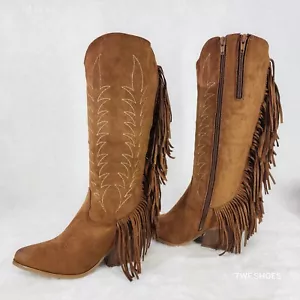Dusty Roads Whiskey braun hinten Fransen Cowboy Western Cowgirl Stiefel - Bild 1 von 10