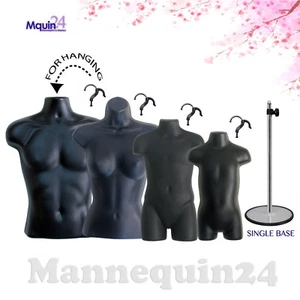 4 TORSO MANNEQUINS MALE FEMALE CHILD TODDLER BODY DRESS FORMS +4 HOOKS +1 STAND - Picture 1 of 10