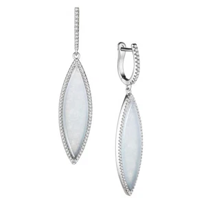 【KATHY JADE】White Jadeite Jade Silver Earrings《Vision》《Grade A》  - Picture 1 of 1