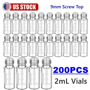 Frasco de vidrio transparente 200x2 ml boca ancha 9-425 tapa de tornillo, 100/pk, punto de graduación blanco - Imagen 1 de 12