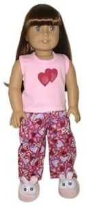 Rosa Herzen Pyjama passt 18 Zoll American Girl Puppen - Bild 1 von 1