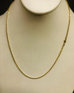 18k Yellow Gold 2.6mm Diamond Cut Classic Pendant Cable Chain Necklace 20" 10gr - Picture 1 of 14