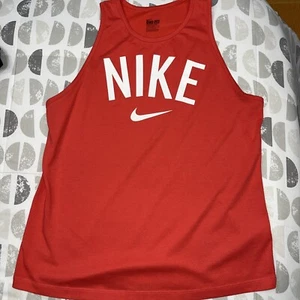 Nike Shirt Womens Medium Coral Spellout Graphic Performance Run Tennis Gym Tank - Picture 1 of 5