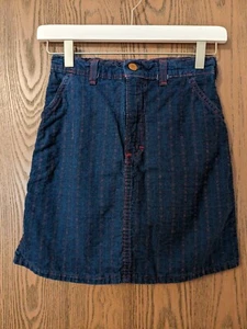 Vintage Oshkosh Kids Size 12 Denim Skirt Blue With Red Lines USA Union Made - Picture 1 of 5