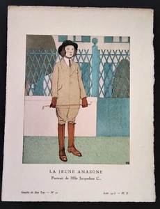 B. Boutet de Monvel LA JEUNE AMAZONE  Gazette Bon Ton EO 1913 Mlle Jacqueline C. - Imagen 1 de 4