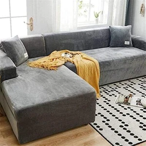 2 Seater Überwürfe Sofabezug Velvet Plüsch Stretch überzug Pets Couch überzug - Bild 1 von 9