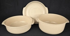Tupperware Vintage Tupperwave Stack Cooker Almond 3 Qt, 1.75 Qt w/Lid 3 Pc Set - Picture 1 of 15
