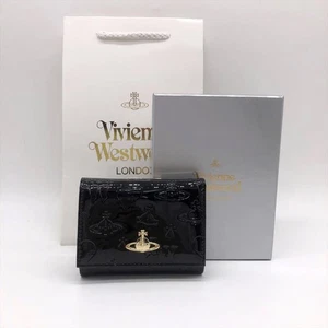 Vivienne Westwood Gamaguchi Trifold Wallet Color Black orb Enamel From Japan - Picture 1 of 6