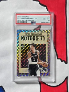 Victor Wembanyama RC- Noteriety Prizm #5- 2023-24 Panini Mosaic- Spurs- PSA 10 - Picture 1 of 2