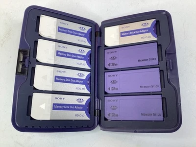 8 Sony Memory Stick Card Lot (128mb)+5 duo stick adapters+Carrying Case (L12) - Image 1 of 4