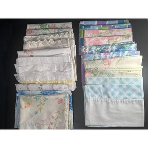 Lot 19 Vtg Pillowcases 60s 70s 80s Era Floral Cottage Granny Coquette 8 Pr - Picture 1 of 21