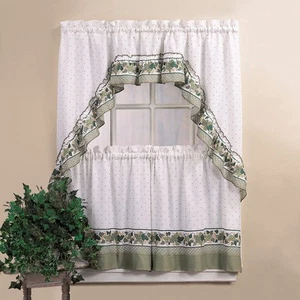 CHF & You Cottage Ivy Country Curtain Tier And Swag Set, Multi, 56-Inch X 36-... - Picture 1 of 6
