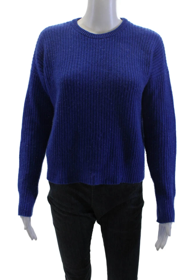 Suéter Pullover Otoño Cachemira Unisex Clásico Azul Sólido Cuello Redondo Talla S Foto 1 de 4