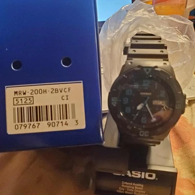 NIB CASIO 5125 MRW-200H MEN'S ANALOG WATCH 100M WATER RESISTANT DAY/DATE - Image 1 of 2