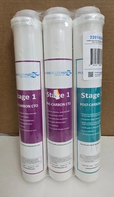 Pure Blue H2O Filter Pack 1:1 Reverse Osmosis Water Filtration 3-Stage SEALED - Image 1 of 4