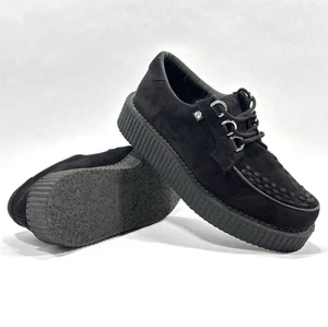 TUK Anarchic Nero Ecopelle Scamosciata D Ring Creeper Scarpe Uomo US Taglia 7 Donna 9 - Foto 1 di 9