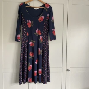 BODEN SIZE 14R JERSEY DRESS 3/4 SLEEVES WASHABLE BLUE/PINK - Picture 1 of 5