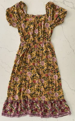 Vestido Luxology Para Mujer Mediano Amarillo Rosa Floral Maxi Sol Elegante Informal Nuevo Foto 1 de 4