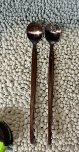 Vintage MCM Salad Serving Spoon Fork Set Wood Handle Stainless Japan - Picture 1 of 8