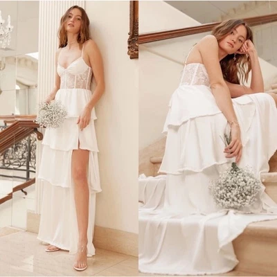 V. Chapman Dakota White Lace Tiered Bridal Gown Dress 00 NWT Wedding Rehearsal - Image 1 of 4