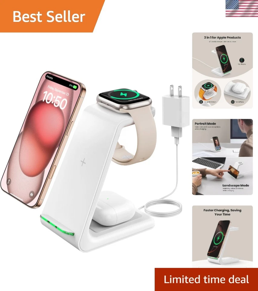 Universal 3-in-1 Wireless Charging Dock for All Apple Devices - 18W Rapid Charge - Image 1 of 4
