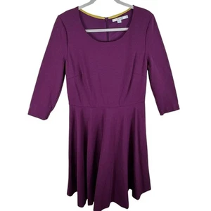 Vestido Boden Púrpura Irene Ponte Manga 3/4 Tejido Ajuste y Acampanado Midi Forrado Talla 12L - Imagen 1 de 6