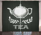 Tea Curtains Teapot Leaf Branches Chalkboard