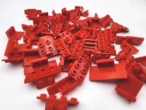 LEGO RED LOT 65 PCS 1X2 2X2 2X4 BRACKETS VARIETY BUILDING PIECES - Picture 1 of 2