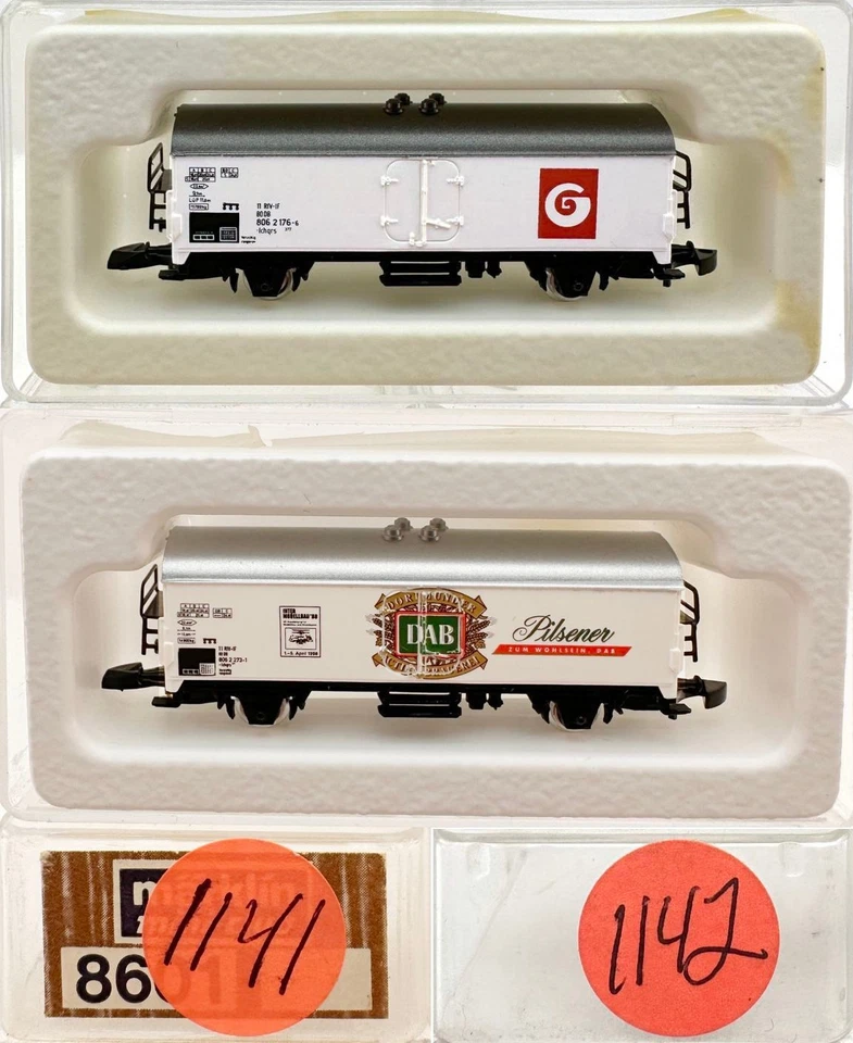 Marklin Z Scale M/M 1141 & 1142  2 COLLECTOR  Refrigerator Cars  Marklin Box  C8 - Image 1 of 1