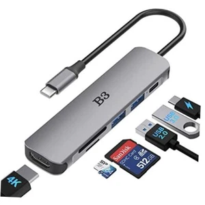 USB C to 4K HDMI Adapter for MacBook Pro Air, 6 in 1 USB-C Digital Space Grey - Picture 1 of 7