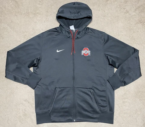 Nike Sweatshirt Ohio State Buckeyes Mens XL Gray Hoodie Jacket Full Zip Adult Cover