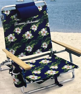 Tommy Bahama Classic5 Position Strandstuhl Blumenmuster Hartholz Arme NEU - Bild 1 von 11