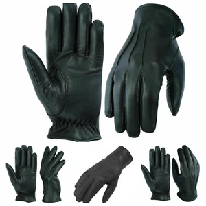 Men's Leather Police Top Quality Soft Genuine Real Driving Gloves Unlined Black - Picture 1 of 26