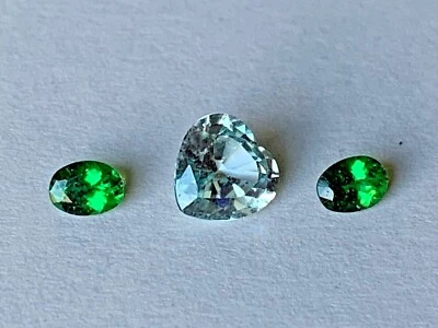 Andy's Gem 车库销售 - 6 毫米心形海蓝宝石/铬碧玺组合天然! — 第 1/4 张图片