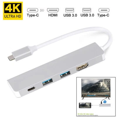 Type C 4K HDMI USB 3.0 4 in 1 Hub Adapter Cable For Apple Macbook Series - Image 1 of 4