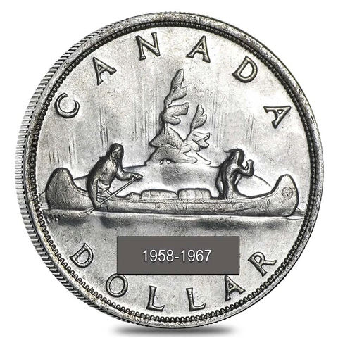1958-1967 Canada Silver Dollar Avg Circ (.800 Fine) Cover