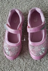 Stride Ride Girls Shoes Lights Sz 2M Pink Rhinestones Strap Leather Arch Support - Picture 1 of 8