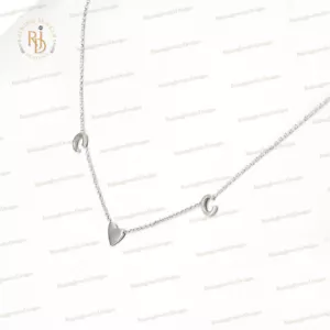 14K Gold Custom Initial and Heart Necklace White Gold Chain Jewelry For Women - Picture 1 of 5