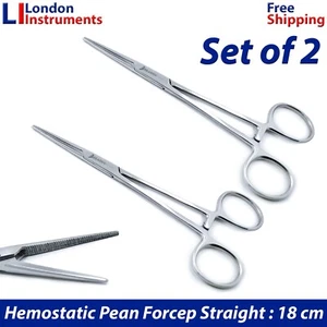 Pean Forceps Straight Self Locking, Fishing, Craft, Surgical Clamp Pliers 2 Pcs - Picture 1 of 6