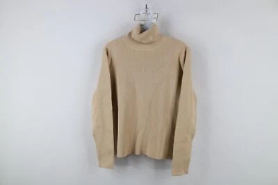 Suéter Vintage Años 90 Ralph Lauren Mujer Grande Desteñido Acanalado Tejido Cuello Alto Beige Foto 1 de 4