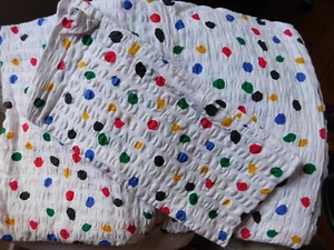 🌷100% BW Bettwäsche Seersucker 135x200 Punkte bunt Reißverschluss weiß rot blau - Bild 1 von 2