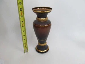 Bohemian Crystalax Phoenix Amber Czech Glass Vase - Picture 1 of 2