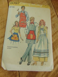 Simplicity 5097 Full Long & Short Apron Pattern One Size His & Hers From 1972 - Picture 1 of 2