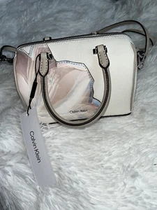 Calvin Klein Crossbody Bag Satchel Mini Floral NWT Beige - Picture 1 of 8