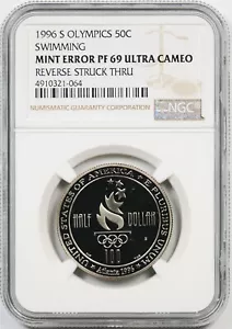 1996-S Olympics Swimming 50C NGC Mint Error PF69 Ultra Cameo Modern Half Dollar - Picture 1 of 4