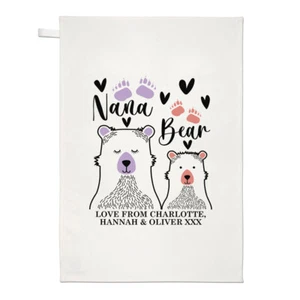 Personalised Nana Bear Tea Towel Mum Mothers Day Grandma Love Birthday - Picture 1 of 1