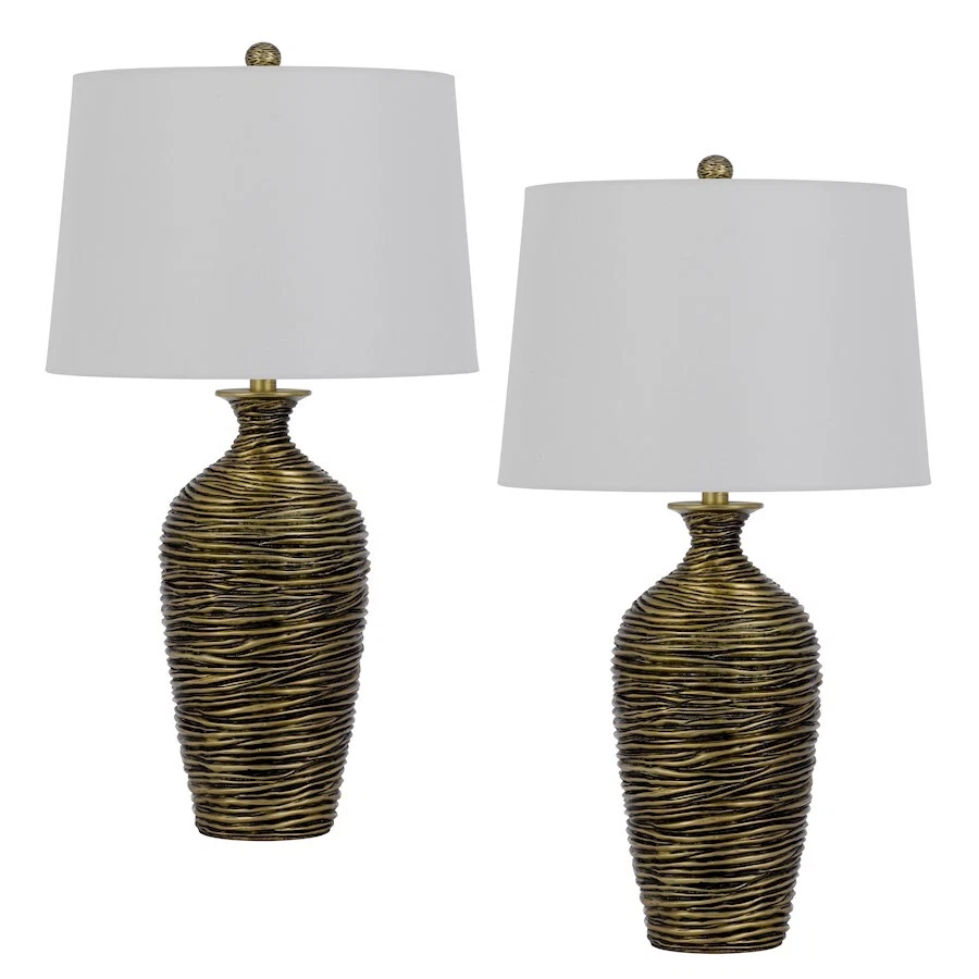 Cal Lighting Aurora 2 Lt 29" Lámpara de Mesa, Juego de 2, Bronce/Blanco - BO-3090TB-2 Foto 1 de 1